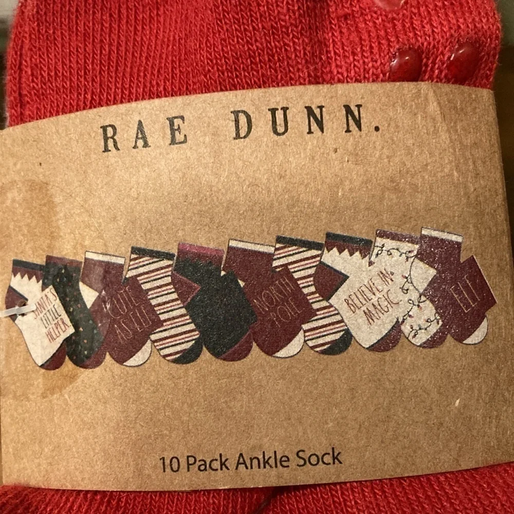 Rae Dunn Toddler 4T-5T TEN PACK CHRISTMAS ANKLE SOCKS